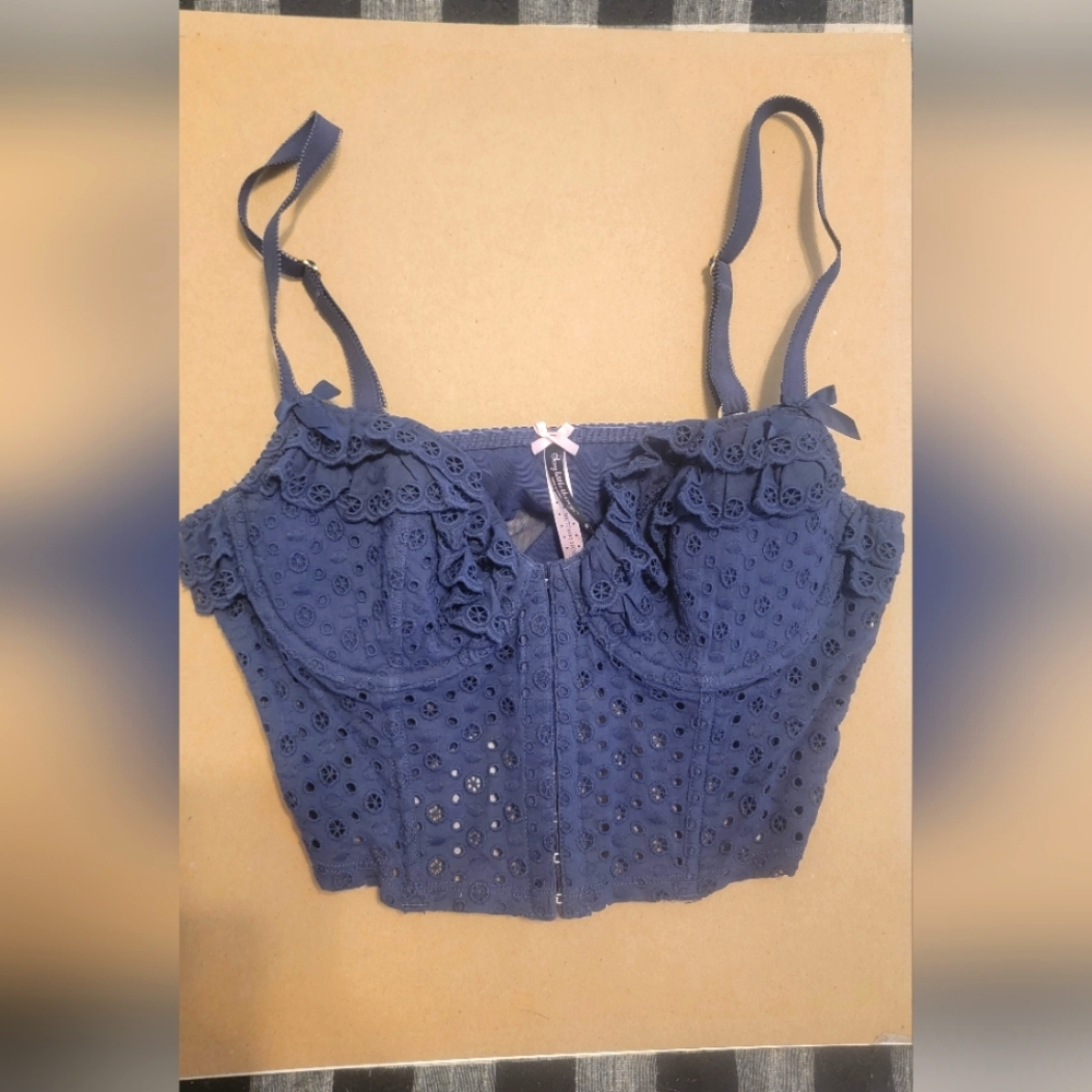 Blue Ruffled corset bra Victoria Secret
